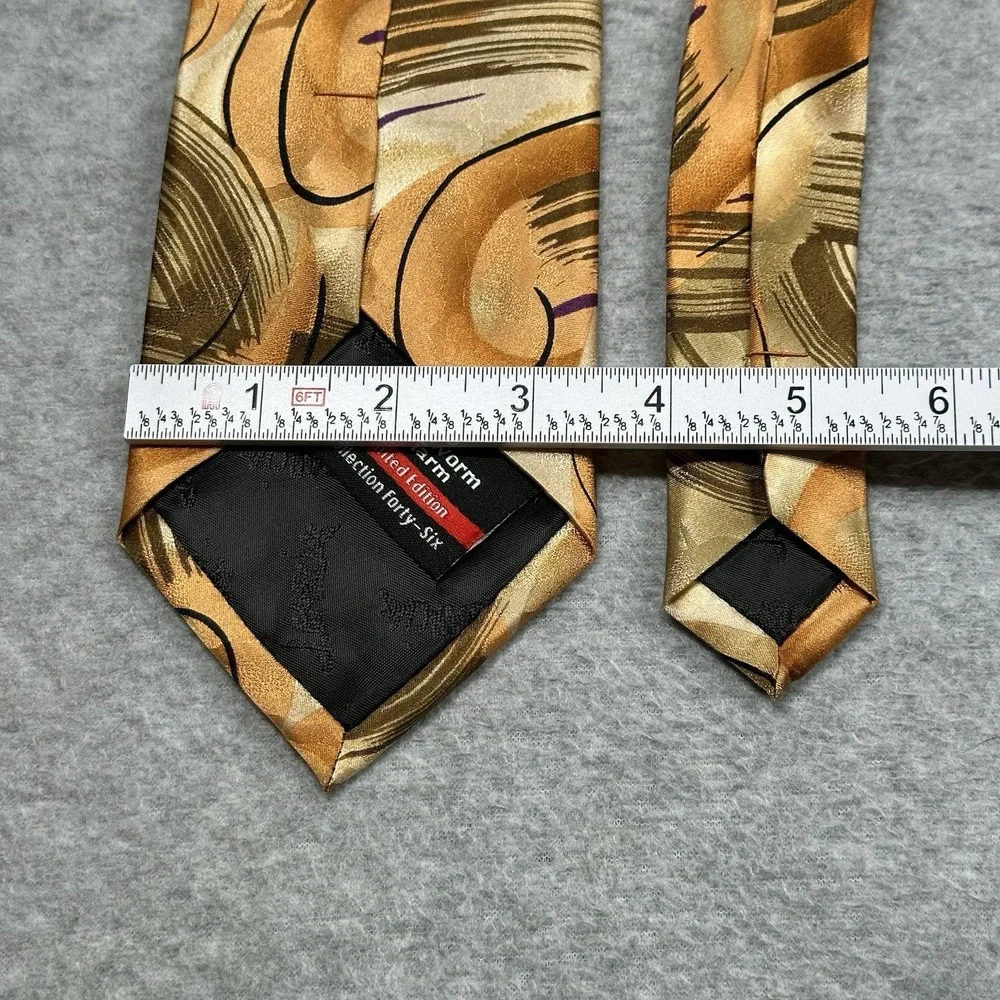 J Garcia Necktie‎ Tie Abstract Peach Gold Silk Duckworm Alarm Limited Edition